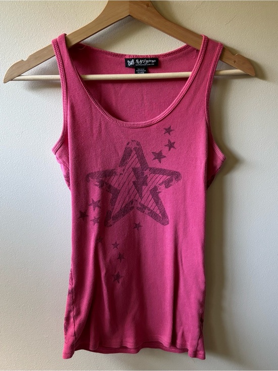 Self Esteem Tops - Self Esteem Y2K Pink Star Graphic Tank Top